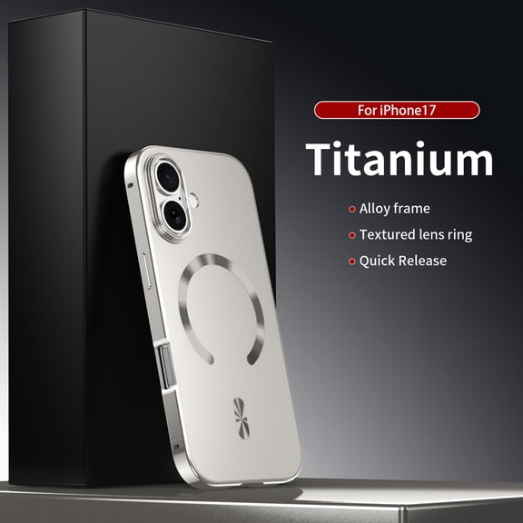 Decase Magnetic Metal Frame Case for iPhone 17, Matte Shock-Absorbent Back Cover, Lightweight Non-Slip Alloy Frame Phone Case,Silver