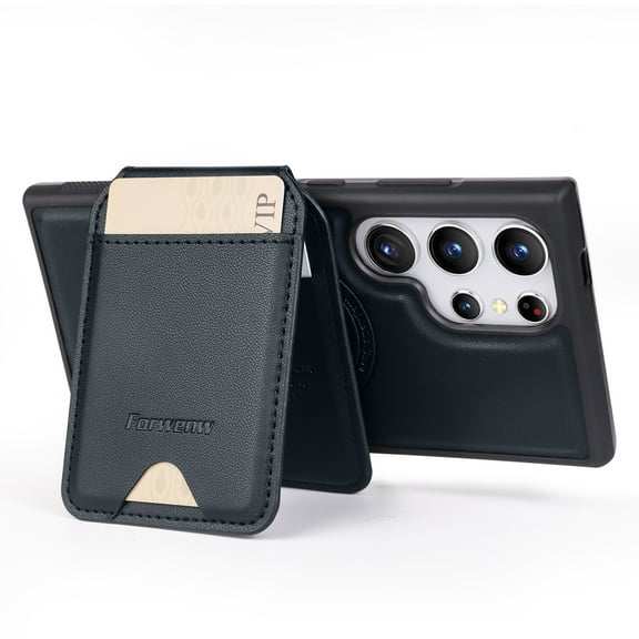 Decase Magnetic PU Leather Wallet Phone Case for Samsung Galaxy S22 Ultra, RFID Blocking, Mag-Safe Compatible, 2-in-1 Removable Card Holder,Shockproof Flip PU Leather Phone Cover,Black