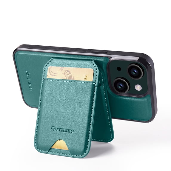 Decase Magnetic PU Leather Wallet Phone Case for iPhone 13, RFID Blocking, Mag-Safe Compatible, 2-in-1 Removable Card Holder,Shockproof Flip PU Leather Phone Cover,Green