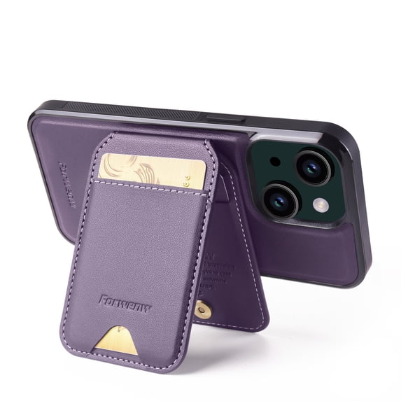 Decase Magnetic PU Leather Wallet Phone Case for iPhone 15, RFID Blocking, Mag-Safe Compatible, 2-in-1 Removable Card Holder,Shockproof Flip PU Leather Phone Cover,Purple