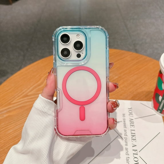 Decase Magnetic Phone Case Compatible with iPhone 15 Pro,Compatible with Mag-Safe,Cute Fashion Gradient Back Cover Design,Heavy Duty Translucent Gradient Case Fits for iPhone 15 Pro,A