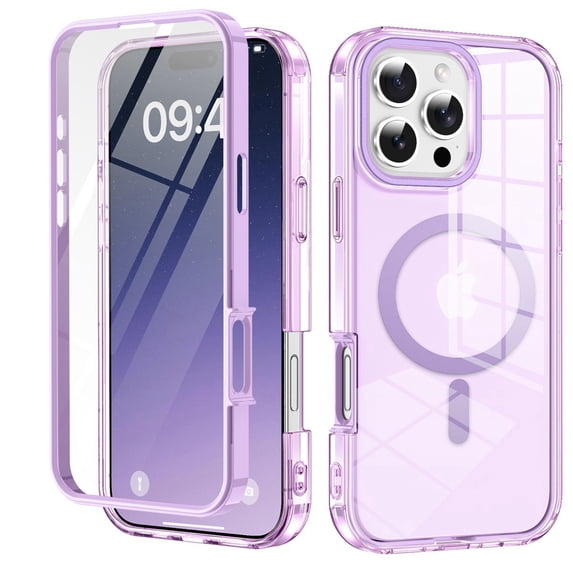 Decase Magnetic Phone Cover for iPhone 16 Pro Max Case Full Body,Design for Mag-Safe,Built-in Screen Protector, with Camera Lens Protector, Shockproof Protective Bumper Phone Case 6.9 Inch,Lightpurple