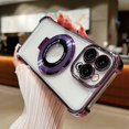 thumbnail image 1 of Decase Magnetic Ultra Hybrid Case for iPhone 12 [Support Wireless Charging] Anti-Yellowing Clear Shockproof Ring Kickstand Cover with Camera Lens Protector,for iPhone 12- darkpurple, 1 of 6