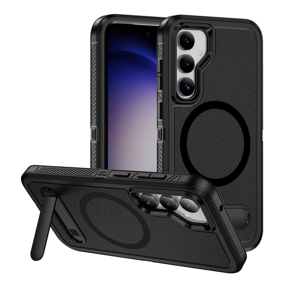 Decase Magnetic case for Samsung Galaxy S23 FE Case,Built-in Kickstand,Compatible with Mag-Safe, Dual-Layer Protection Military Grade Protective Phone Case for Samsung Galaxy S23 FE,Black