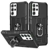 Decase Military Grade Phone Case for Samsung Galaxy S23 FE,Durable Dual Layer Hybrid Armor Cover Case with 360° Ring Kickstand Support Magnetic Car Mount for Galaxy S23 FE - Black