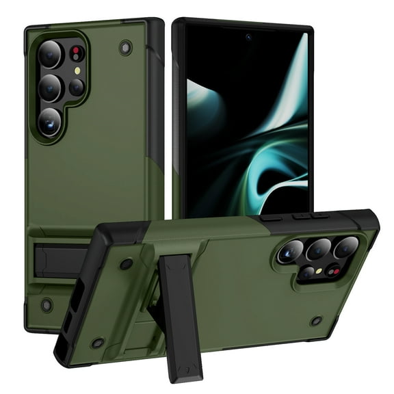 Decase Military-Grade for Samsung Galaxy S24 Plus Case,Heavy-Duty Drop Protection,Slim Hard Back Cover with Invisible Kickstand Rugged Shockproof Anti-Scratch Cover Case, Armygreen