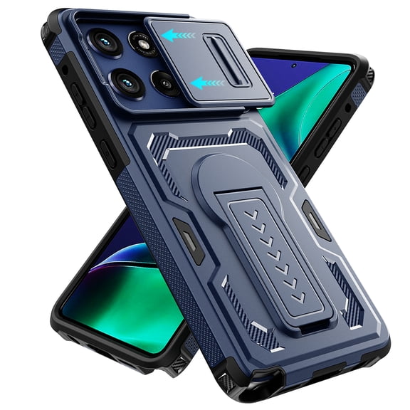 Decase for Moto G Stylus 5G (2025) Case,Upgrade Slide Lens Cover & Kickstand,Military Grade Shockproof Heavy Duty Bumper Phone Case,Rugged PC+TPU Hybrid Back Cover for Moto G Stylus 5G (2025),Blue