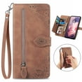 thumbnail image 1 of Decase for Motorola Moto G 2025 Case Wallet with Card Holder Slots & Zipper Pocket, Embossed PU Leather Flip Cover with Wrist Strap for Moto G 5G 2025,Brown, 1 of 6