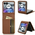 thumbnail image 1 of Decase for Motorola Moto Razr 50 2024 Wallet Case with Card Holder, Hard PC + PU Leather Wallet Case,4 Card Slots,Slim Fit Full Body Protective Phone Case Cover for Motorola Razr 50 2024,Brown, 1 of 4