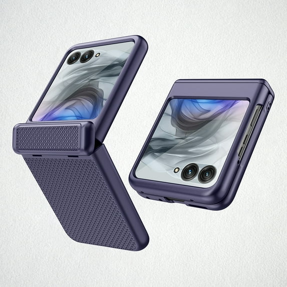 Decase for Motorola Razr+ 2024 Case with Hinge Protection,Built-in External Screen Protector, Slim Shock Absorbing Case,Matte PC Anti-Slip Light-Weight Rugged Cover for Moto Razr 50 Ultra,Blue