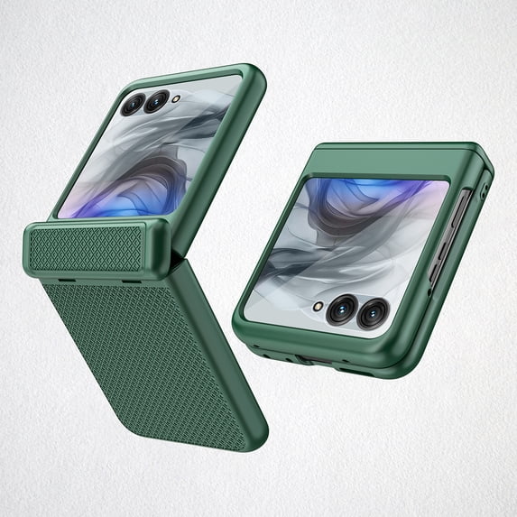 Decase for Motorola Razr 60 2025 case with Hinge Protection,Built-in External Screen Protector, Slim Shock Absorbing Case,Matte PC Anti-Slip Light-Weight Rugged Cover for Moto Razr 60/Razr 2025,Green