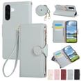 thumbnail image 1 of Decase PU Leather Wallet Case Compatible with Samsung Galaxy A14 5G with Card Slots and Zipper Pocket,Shockproof Flip Cover with Kickstand,Magnetic Closure,Wrist & Shoulder Strap,Slim Back Cover,Cyan, 1 of 9