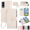 thumbnail image 1 of Decase PU Leather Wallet Case Compatible with Samsung Galaxy S24 Ultra with Card Slots & Zipper Pocket,Shockproof Flip Cover with Stand,Magnetic Closure,Wrist and Shoulder Strap,Slim Back Cover,Beige, 1 of 9