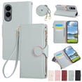 thumbnail image 1 of Decase PU Leather Wallet Case Compatible with Samsung Galaxy S25 Ultra with Card Slots and Zipper Pocket,Shockproof Flip Cover with Stand,Magnetic Closure,Wrist and Shoulder Strap,Slim Back Cover,Cyan, 1 of 9