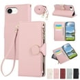 thumbnail image 1 of Decase PU Leather Wallet Case Compatible with iPhone 16 Pro Max with Card Slots & Zipper Pocket, Shockproof Flip Cover with Kickstand, Magnetic Closure, Wrist and Shoulder Strap, Slim Back Cover,Pink, 1 of 9