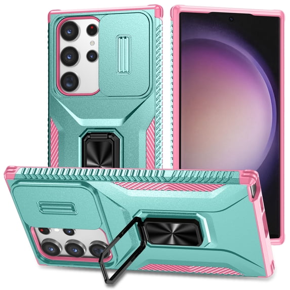 Decase Phone Case for Galaxy A15 with Slide Camera Protector & Magnetic Kickstand,Military-Grade Shockproof Heavy Duty Dual Layer Hybrid Cover,for Samsung Galaxy A15,Green