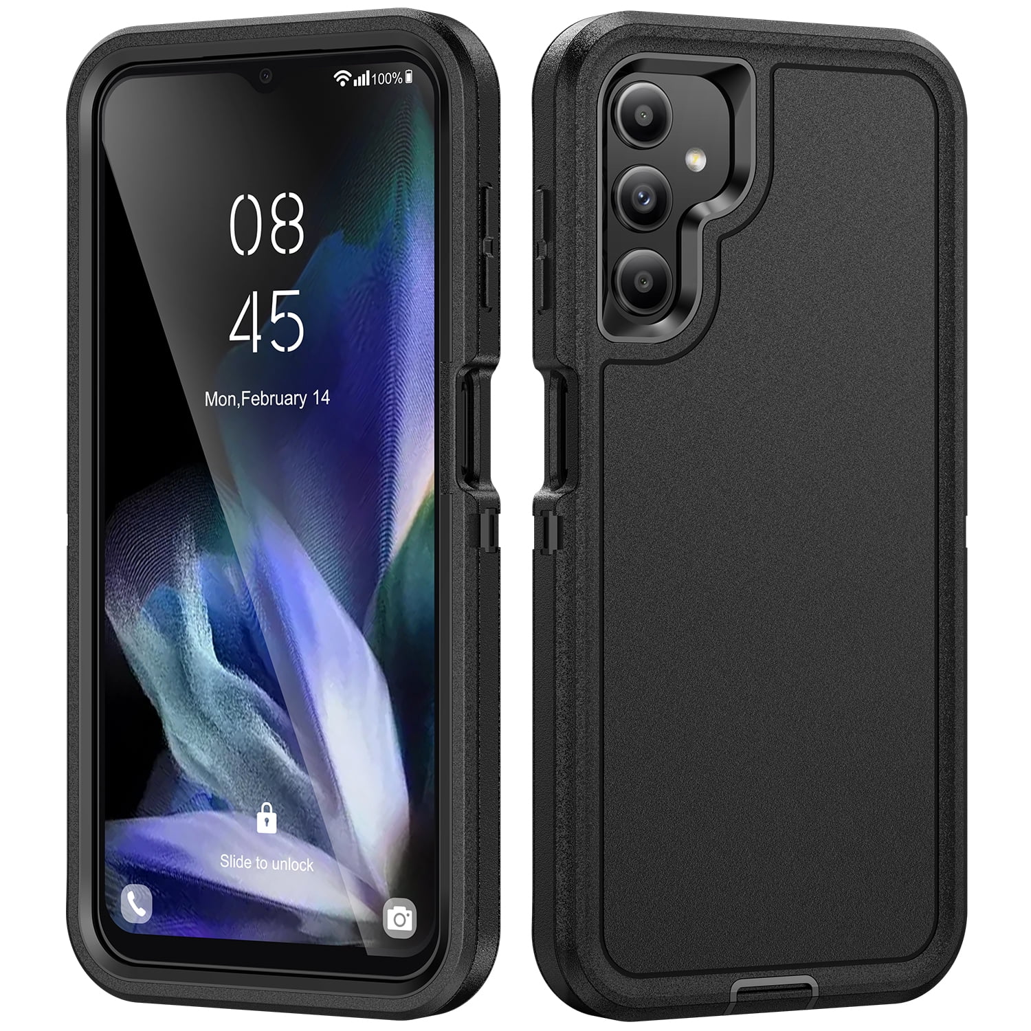 Galaxy A54 5G Case by Huness - Camera Protection, Non-Slip Textured Back,  Tempered Glass Screen Protector - Black