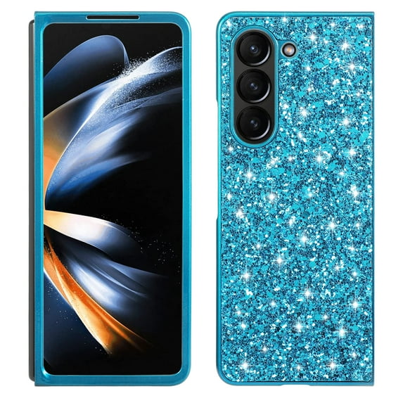 Decase Phone Case Samsung Galaxy Z Fold 5, Ultra Thin Fashionable Luxury and Elegant Glitter Bling Diamond Girls Woman Shockproof TPU Rubber Full Body Protective Cover for Samsung Z Fold 5,Blue