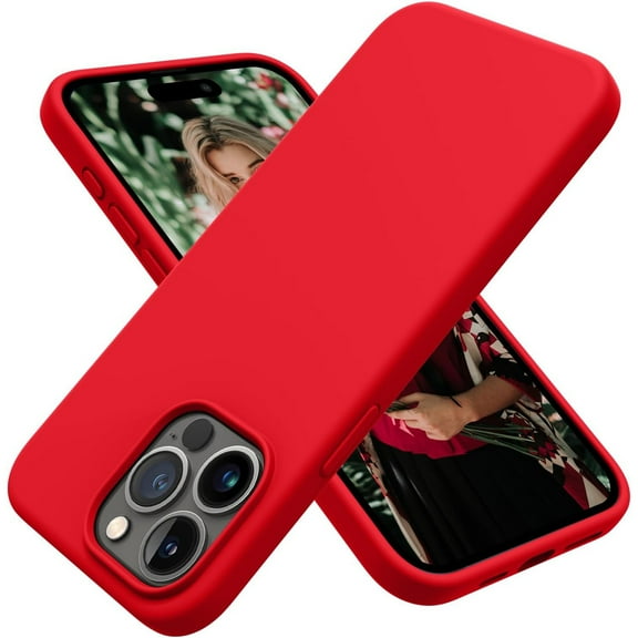 Decase Phone Cover for Apple iPhone 15 Pro Max 6.7",Soft Liquid Silicone Anti-Scratch Case With Microfiber Lining,Ultra Slim Shockproof Shell for iPhone 15 Pro Max - Red