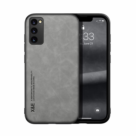 Decase Phone Cover for Samsung Galaxy S20 FE,PU Leather+Soft TPU Bumper Case,Shockproof Anti-Slip Anti-Scratch Cover,Compatible with Car Mount,Slim Case for Samsung Galaxy S20 FE,Lightgray
