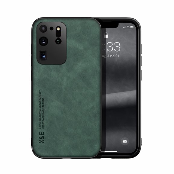 Decase Phone Cover for Samsung Galaxy S20 Ultra,PU Leather+Soft TPU Bumper Case,Shockproof Anti-Slip Anti-Scratch Cover,Compatible with Car Mount,Slim Case for Samsung Galaxy S20 Ultra,Green
