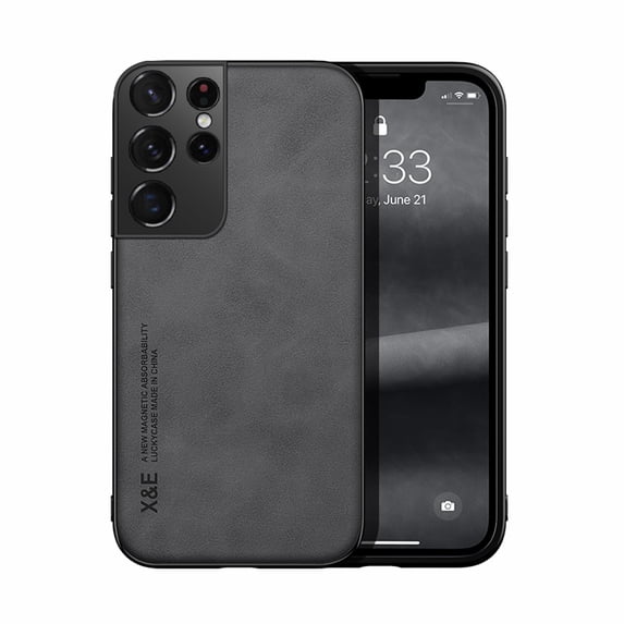 Decase Phone Cover for Samsung Galaxy S21 Ultra,PU Leather+Soft TPU Bumper Case,Shockproof Anti-Slip Anti-Scratch Cover,Compatible with Car Mount,Slim Case for Samsung Galaxy S21 Ultra,Darkgray