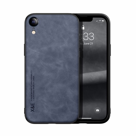 Decase Phone Cover for iPhone XR,PU Leather+Soft TPU Bumper Case,Shockproof Protective Case Anti-Slip Anti-Scratch Cover,Compatible with Car Mount,Slim Case for iPhone XR,Blue