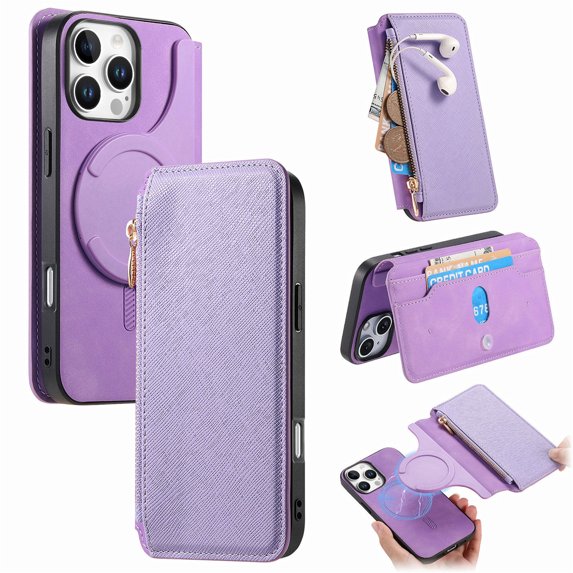 Decase Phone Filp Case Compatible with Apple iPhone 16 Pro Max Case Detachable Wallet Case with Card Holder, PU Leather Magnetic Snap Flip Wallet Phone Case Compatible with iPhone 16 Pro Max,Purple