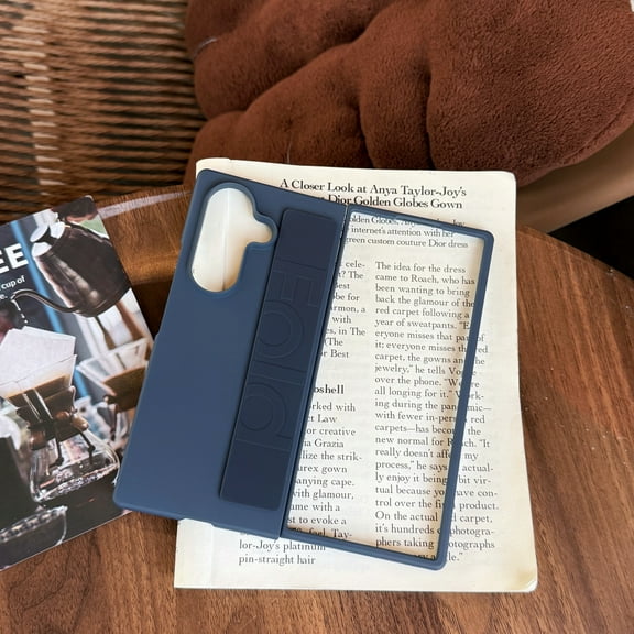 Decase Phone Flip Case Compatible with Samsung Galaxy Z Fold 7 5G 2025 Phone Case w Grip Silicone Strap, Ultra-Thin Hard PC Case, Anti-Scratches Shockproof Cover,Z Fold 7 Protective Cover,Blue