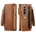 thumbnail image 1 of Decase Phone Shell for Samsung Galaxy Z Fold 5 5G ,With Built-in Front Screen Protector Luxury Premium Zipper Pocket Leather Card Slot Stand Wallet Phone Case Cover for Samsung Z Fold 5,Coffee, 1 of 12
