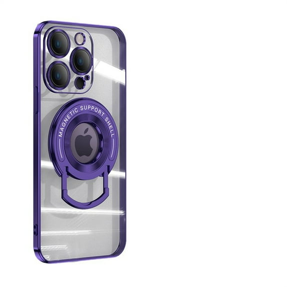 Decase Plating Clear Case Compatible with Mag Safe Accessories for iPhone 13 Pro, Shockproof Kickstand Ring Holder Stand Case Luxury Magnetic for Car Mount Holder Slim Hard Back Case, darkpurple