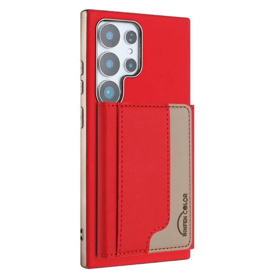 Decase Premium Flip Magnetic Wallet Case Compatible with Samsung Galaxy S24 FE,Shockproof RFID Wallet Protection Cover with Credit Card & Cash Slot,PC+TPU & PU Leather Hybrid Back Cover,Red