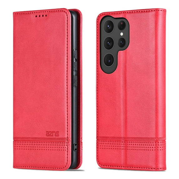Decase Premium Leather Wallet Case for Samsung Galaxy S25 Ultra,with 3 Card Slots, Cash Pocket, Magnetic Closure, Slim & Stylish Folio Case, PU+TPU Shockproof Durable Protective Phone Case,Red