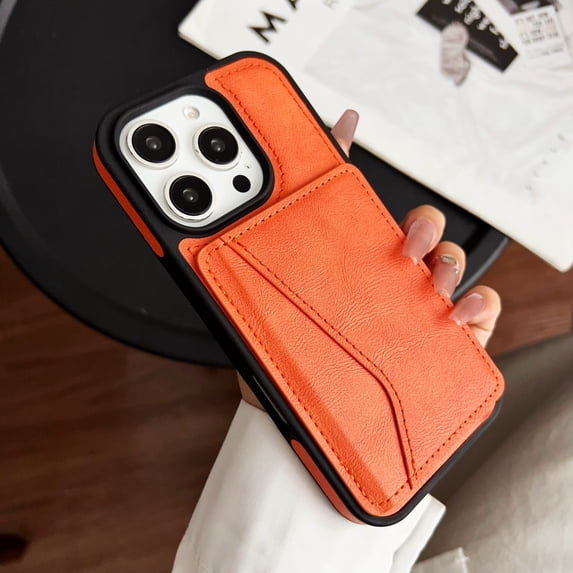 Decase Premium Leather Wallet Phone Case for iPhone 14 Pro Max with Card Holder Kickstand,Shockproof TPU Frame Drop Protection Cover,Stylish Flip PU Leather Phone Case for iPhone 14 Pro Max,Orange