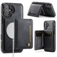 thumbnail image 1 of Decase Premium Magnetic Detachable Wallet Case for iPhone 16 Plus,Shock-Absorbent, Anti-Scratch PU Leather+TPU Bumper Cover, Slim & Rugged, with Credit Card Slots, Fits Mag-Safe Car Mount,Black, 1 of 9