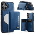 thumbnail image 1 of Decase Premium Magnetic Detachable Wallet Case for iPhone 16 Plus,Shock-Absorbent, Anti-Scratch PU Leather+TPU Bumper Cover, Slim & Rugged, with Credit Card Slots, Fits Mag-Safe Car Mount,Blue, 1 of 9