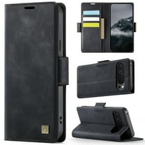 Decase Premium Magnetic Flip Wallet Case with RFID Blocking Card Slots Durable TPU Shell Kickstand Phone Protective Cover,Luxury PU Leather & TPU Material Shockproof Case for Google Pixel 9,Black