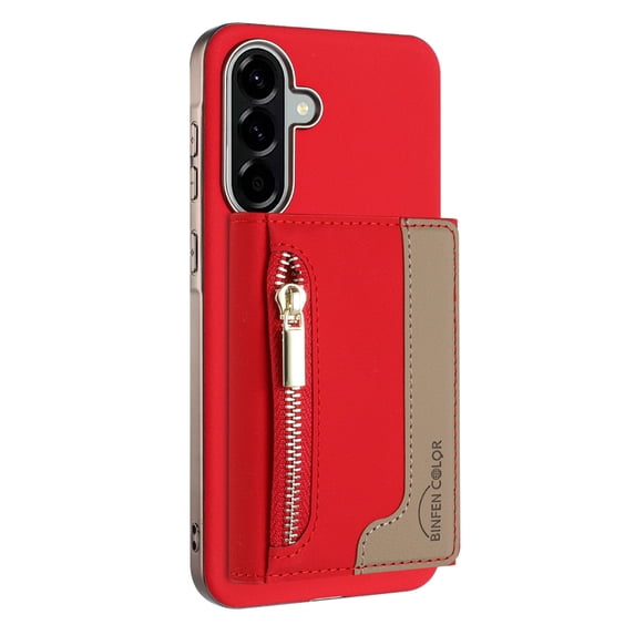 Decase Removable 2-in-1 Magnetic Wallet Case Compatible with Samsung Galaxy A36 5G,PU Leather Flip Cover with RFID Blocking,6 Card & Cash Slots,Shockproof Anti-Scratch PC+TPU Back Cover,Red