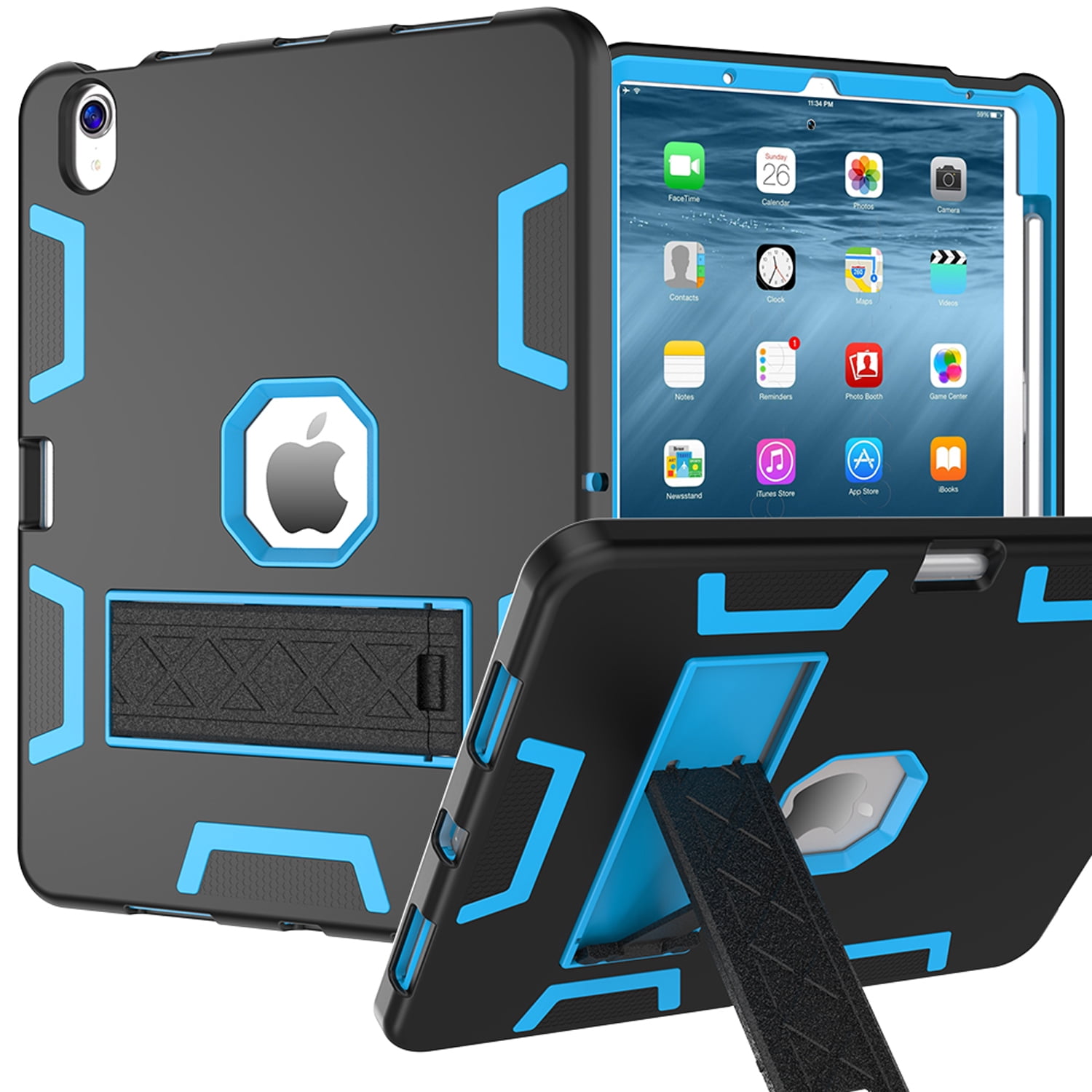 Decase Rugged Case Compatible with Apple iPad Air 11-inch M3 (2025) / M2 (2024),Shockproof Protective Cover with Built-in Stand & Pencil Holder,Heavy Duty Hard Cover,Blackblue