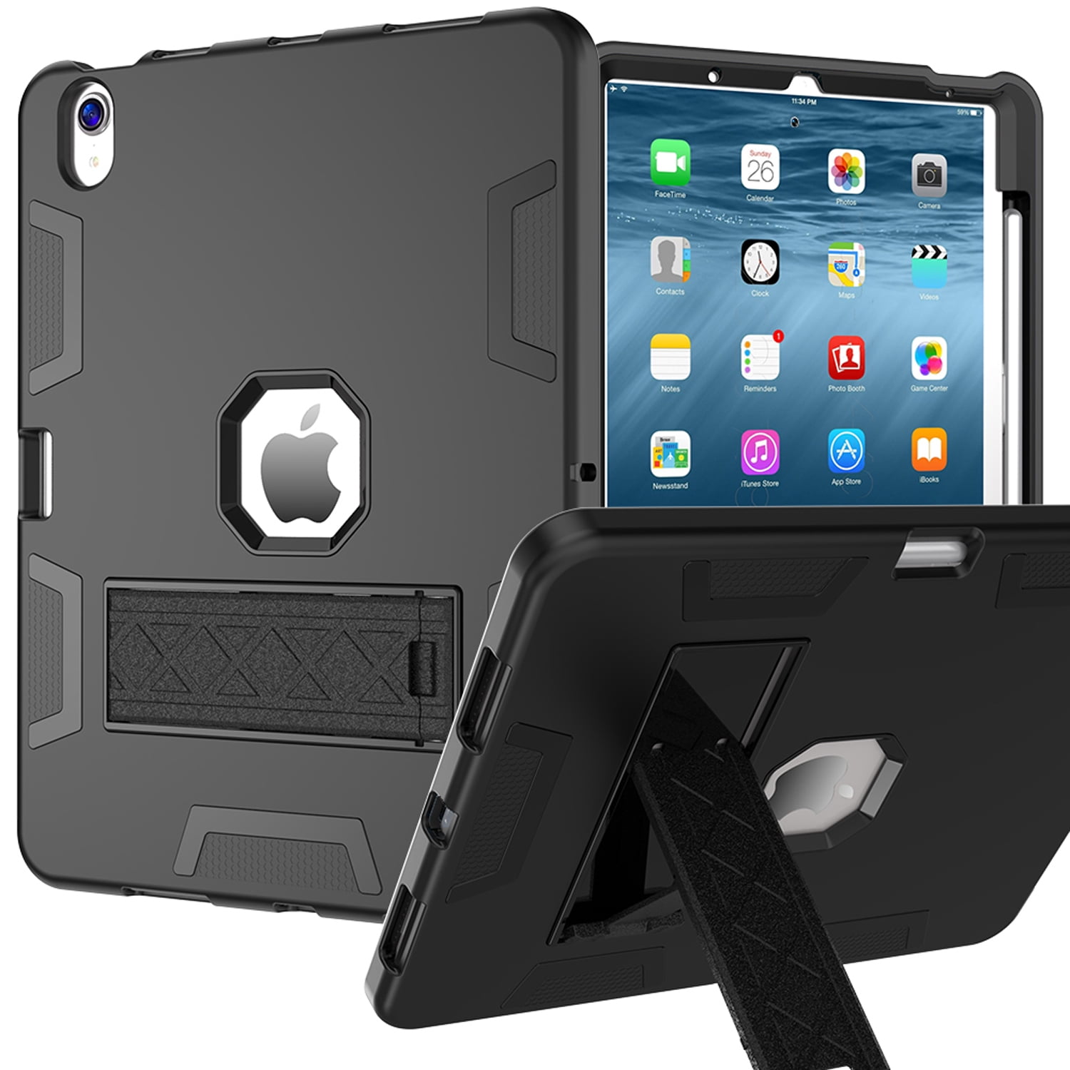 Decase Rugged Case Compatible with Apple iPad Air 11-inch M3 (2025) / M2 (2024),Shockproof Protective Cover with Built-in Stand & Pencil Holder,Heavy Duty Hard Cover,Black