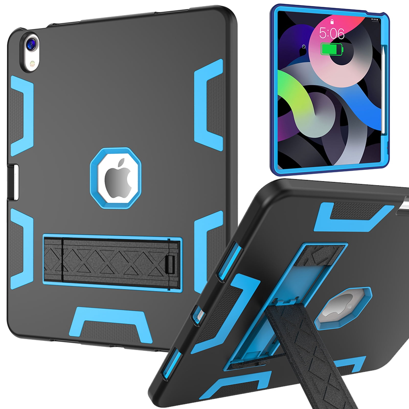Decase Rugged Case Compatible with Apple iPad Air 13 Inch M3 2025 & M2 2024,Shockproof Protective Cover with Built-in Stand & Pencil Holder,Heavy Duty Hard Cover,Blackblue