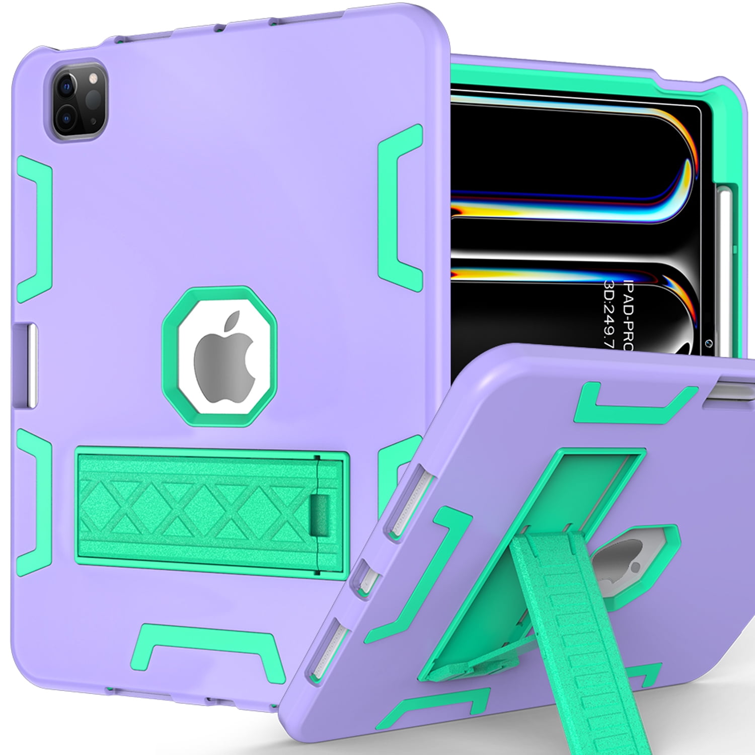 Decase Rugged Case Compatible with Apple iPad Pro 11 (M5/M4) 2025/2024,Shockproof Protective Cover with Built-in Stand & Pencil Holder,Heavy Duty Hard Cover,Purple