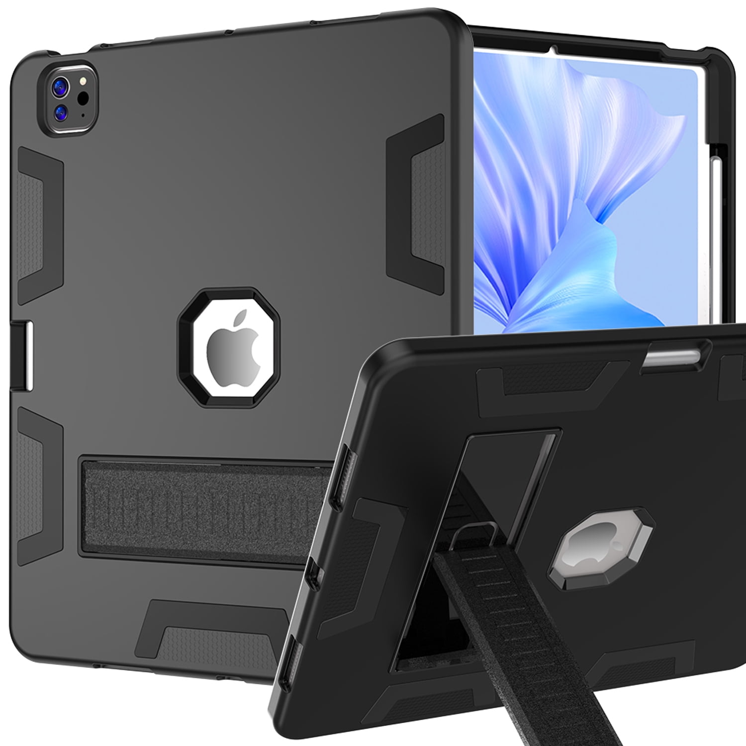Decase Rugged Case Compatible with Apple iPad Pro 13 Inch (M5) 2025 / (M4) 2024,Shockproof Protective Cover with Built-in Stand & Pencil Holder,Heavy Duty Hard Cover,Black