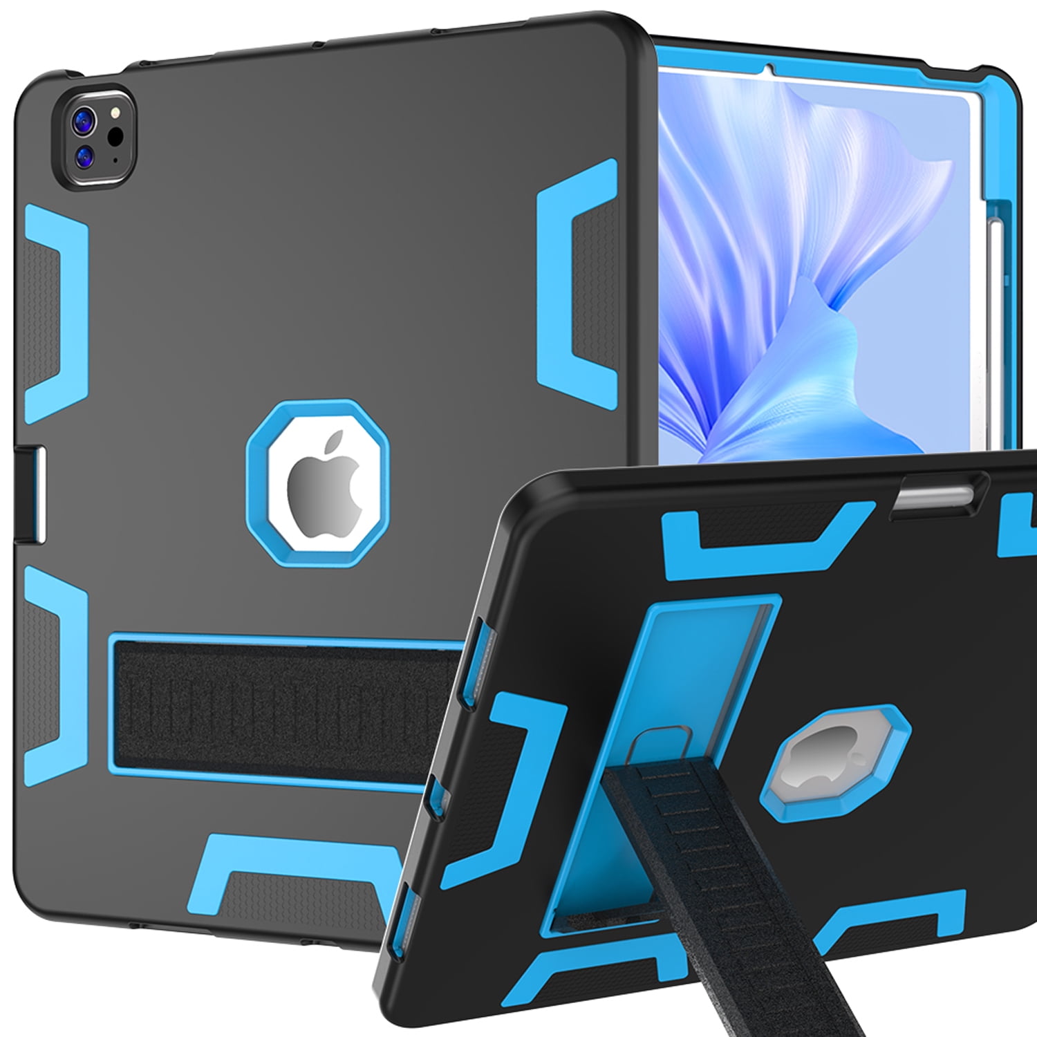 Decase Rugged Case Compatible with Apple iPad Pro 13 Inch (M5) 2025 / (M4) 2024,Shockproof Protective Cover with Built-in Stand & Pencil Holder,Heavy Duty Hard Cover,Blackblue