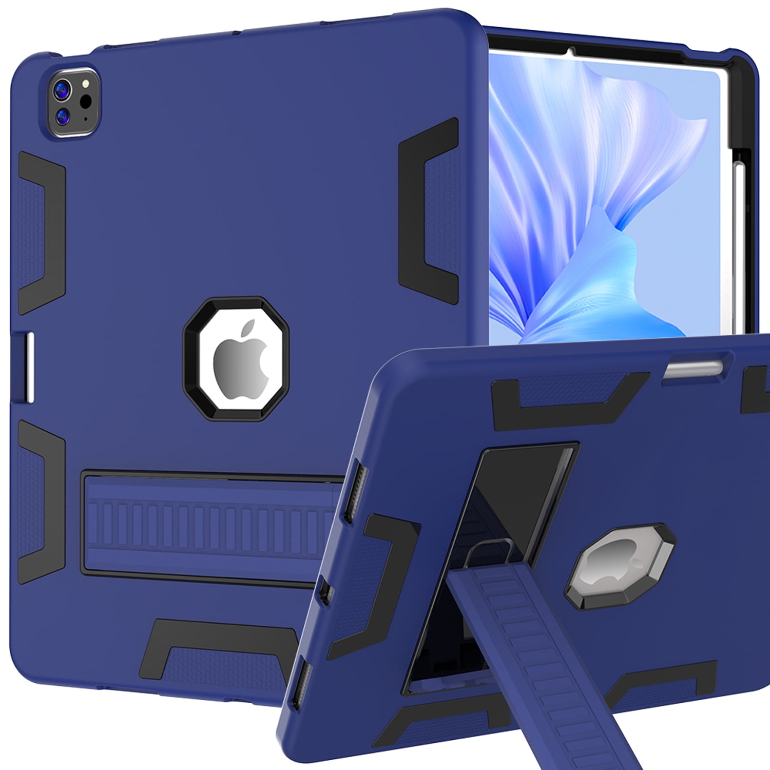 Decase Rugged Case Compatible with Apple iPad Pro 13 Inch (M5) 2025 / (M4) 2024,Shockproof Protective Cover with Built-in Stand & Pencil Holder,Heavy Duty Hard Cover,Navyblue