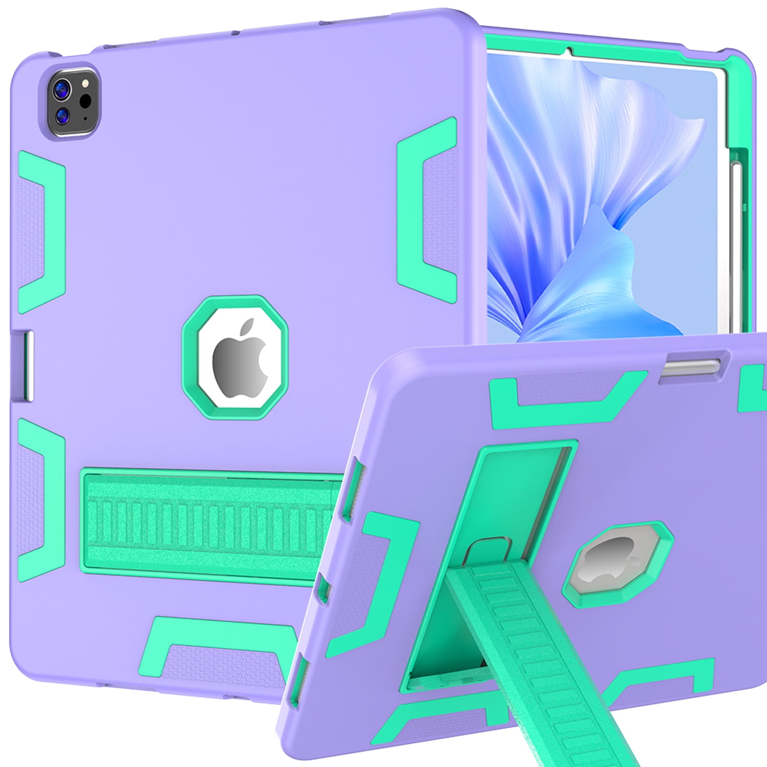 Decase Rugged Case Compatible with Apple iPad Pro 13 Inch (M5) 2025 / (M4) 2024,Shockproof Protective Cover with Built-in Stand & Pencil Holder,Heavy Duty Hard Cover,Purple