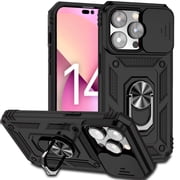 Decase Rugged Case for iPhone 14 Pro Max Heavy Duty Shockproof Case with Slide Camera Cover Built-in 360? Ring Holder Kickstand Magentic Protective Case For iPhone 14 Pro Max,Black