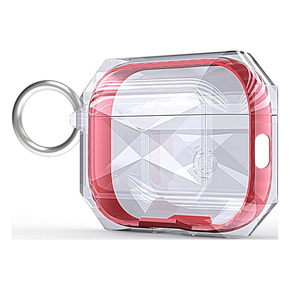 Decase Rugged Clear Case for Apple AirPods Pro 2,Stylish Full Body Shockproof Hard TPU Transparent Protective Shell Cover with Carabiner for AirPods Pro 2nd Generation 2022,Red