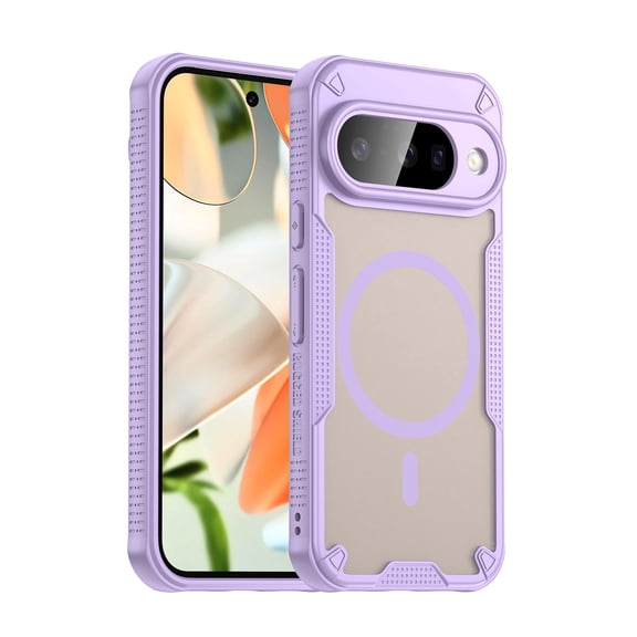 Decase Rugged Magnetic Wireless Charging Back Cover Cell Phone Case for Google Pixel 10,Purple