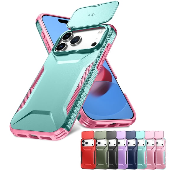 Decase Rugged Privacy Lens Cover Case for iPhone 17 Pro Max,Shockproof Slide Lens Cover,Heavy Duty Hard Cover,Green